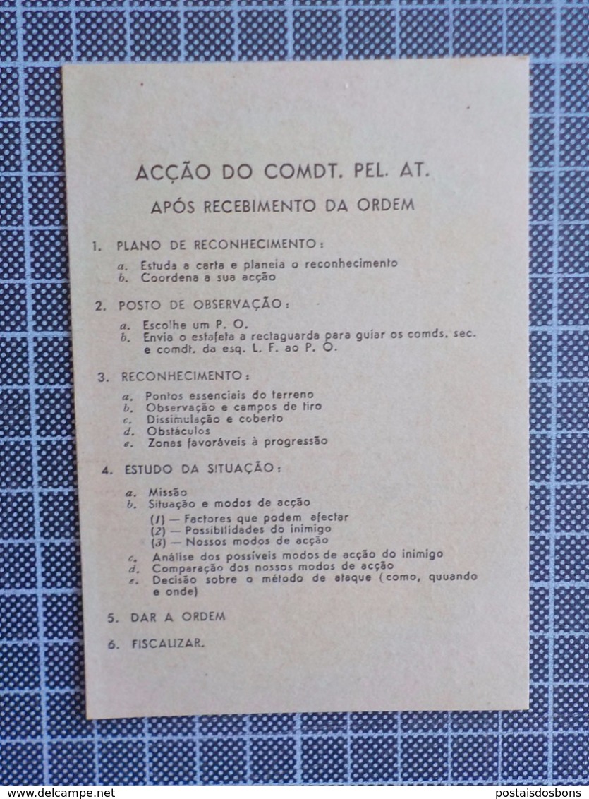 Cx 9) Portugal instructions formation militaire ESCOLA PRÁTICA DE INFANTARIA 8 aide-memoire 12,5x8,5cm