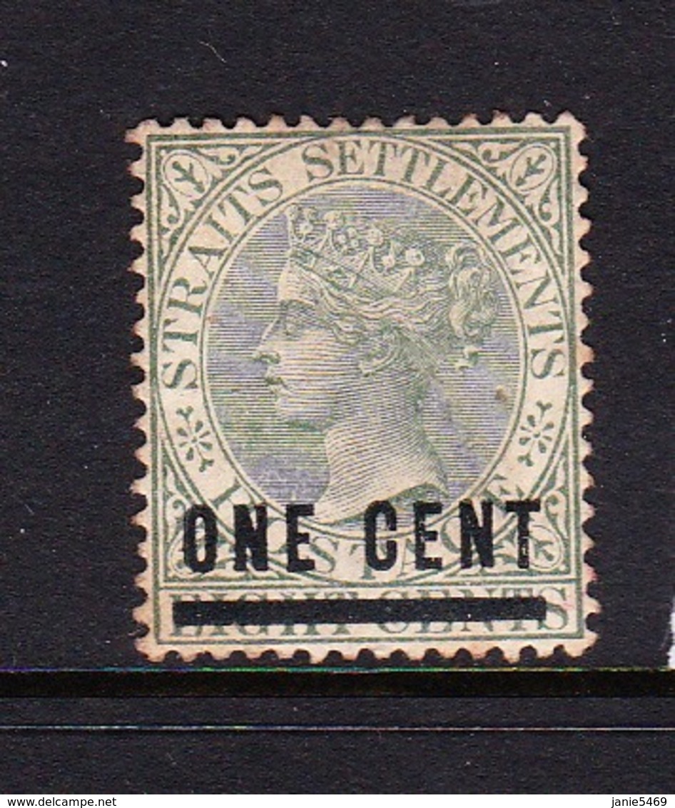 Malaysia-Straits Settlements SG 93 1892 Queen Victoria 0ne Cent On 8c Green,mint Hinged - Straits Settlements