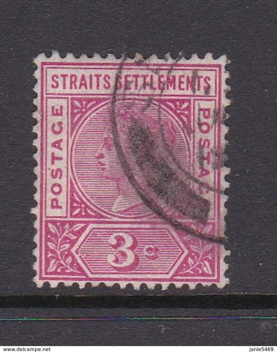 Malaysia-Straits Settlements SG 96 1895 Queen Victoria 3c Carmine Rose,used - Straits Settlements