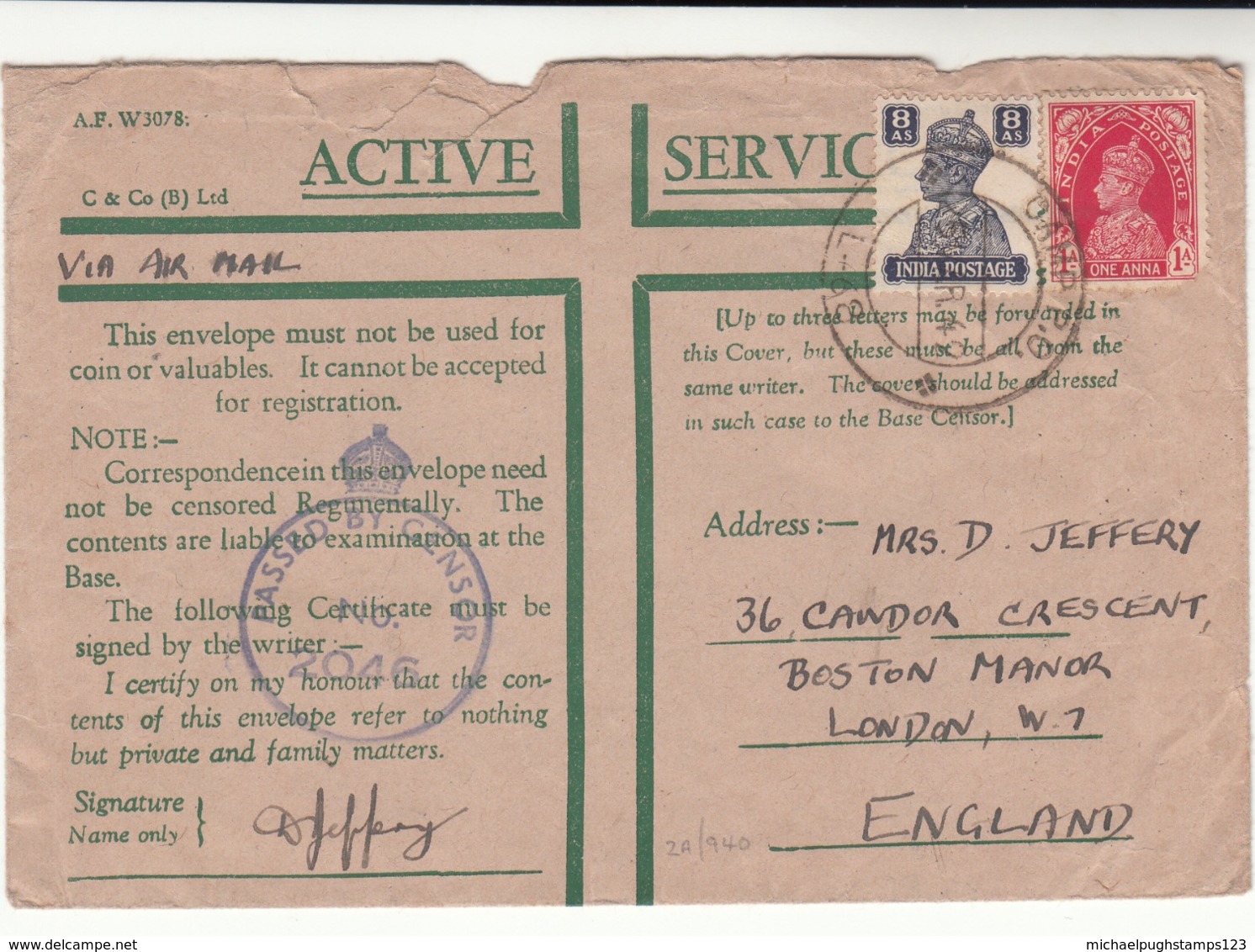 India / Military Mail / Honour Envelopes / Camp Postmarks / Airmail - Other & Unclassified