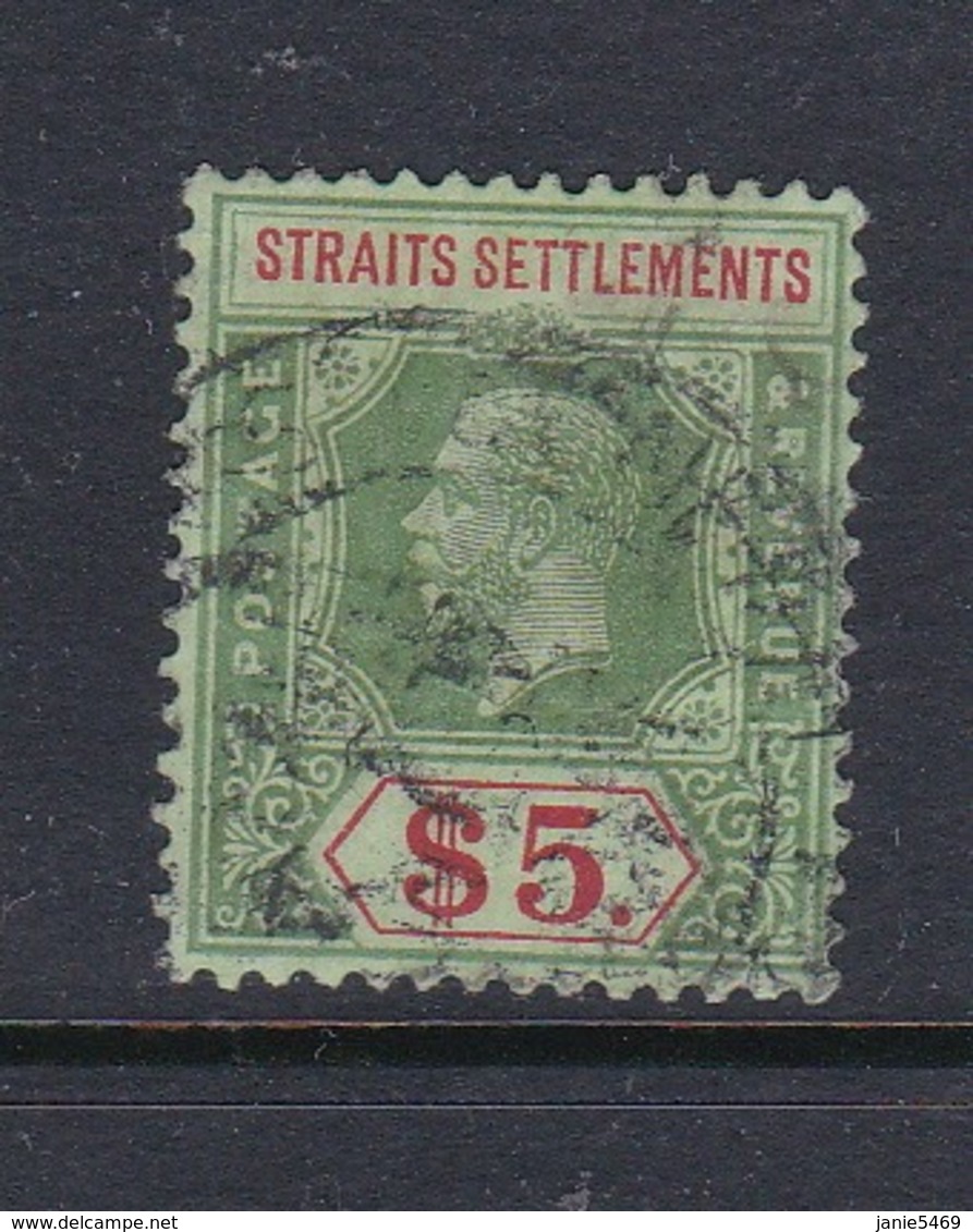 Malaysia-Straits Settlements SG 212 1915 King George V $ 5.00 Green And Red,used - Straits Settlements