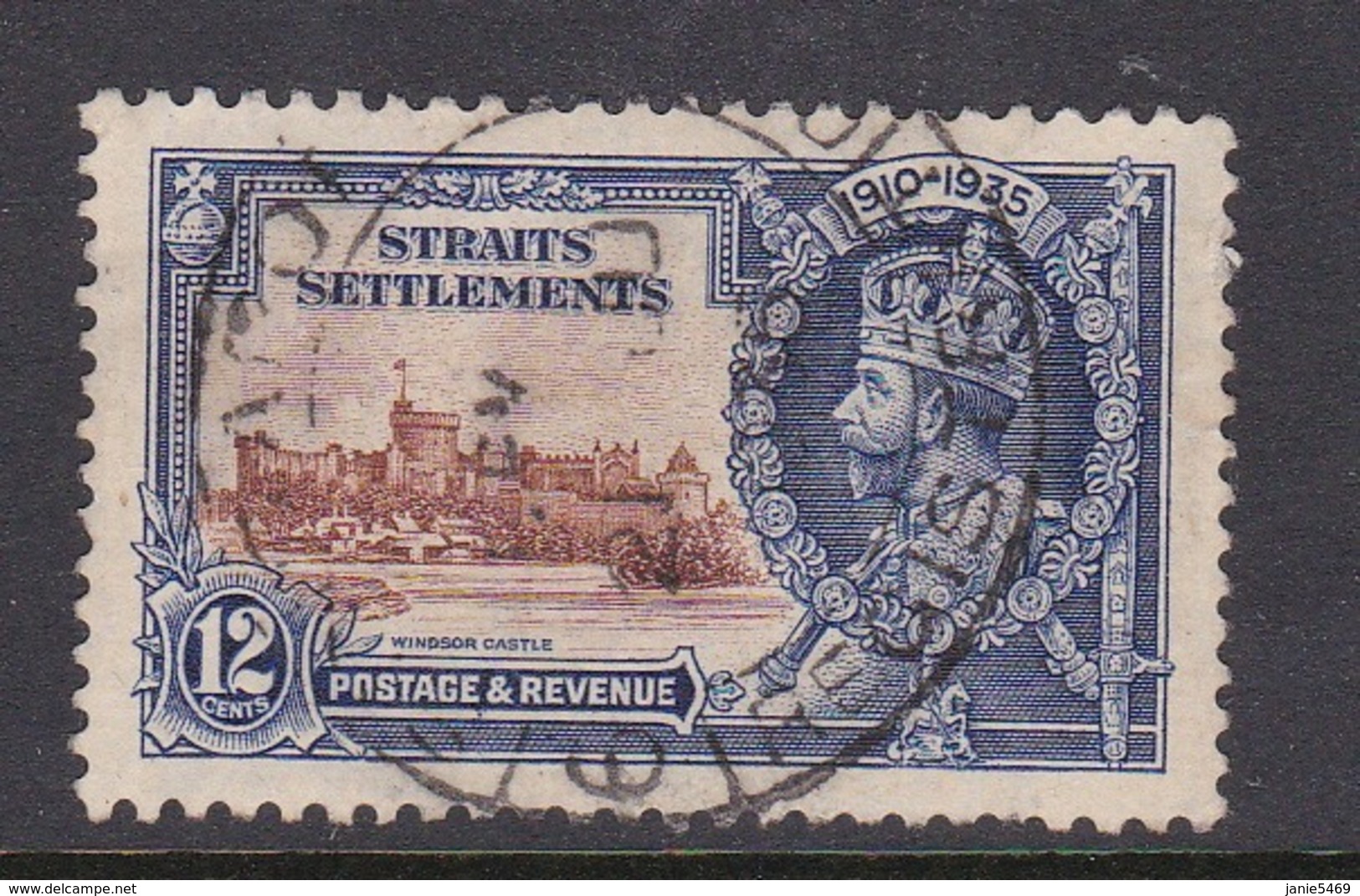 Malaysia-Straits Settlements SG 258 1935 Silver Jubilee,12c Brown And Deep Blue,used - Straits Settlements