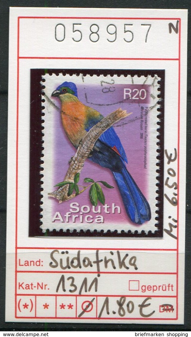 Südafrika 2000 - South Africa 2000 - Michel 1311 - Oo Oblit. Used Gebruikt - Vögel Birds Oiseaux Vogels - Coucous, Touracos