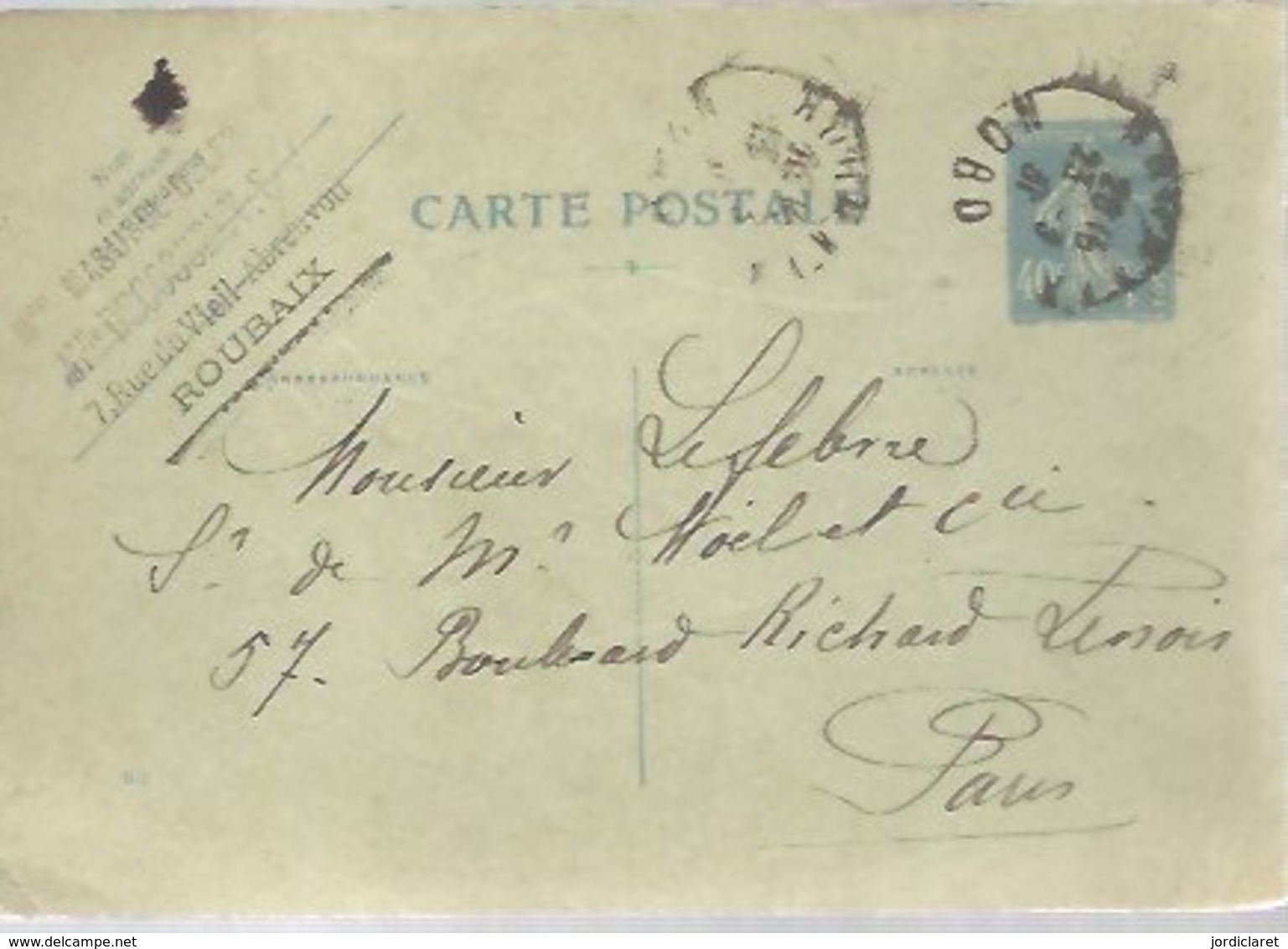 CARTE POSTALE  1931 ROUBAIX - Pseudo-officiële  Postwaardestukken