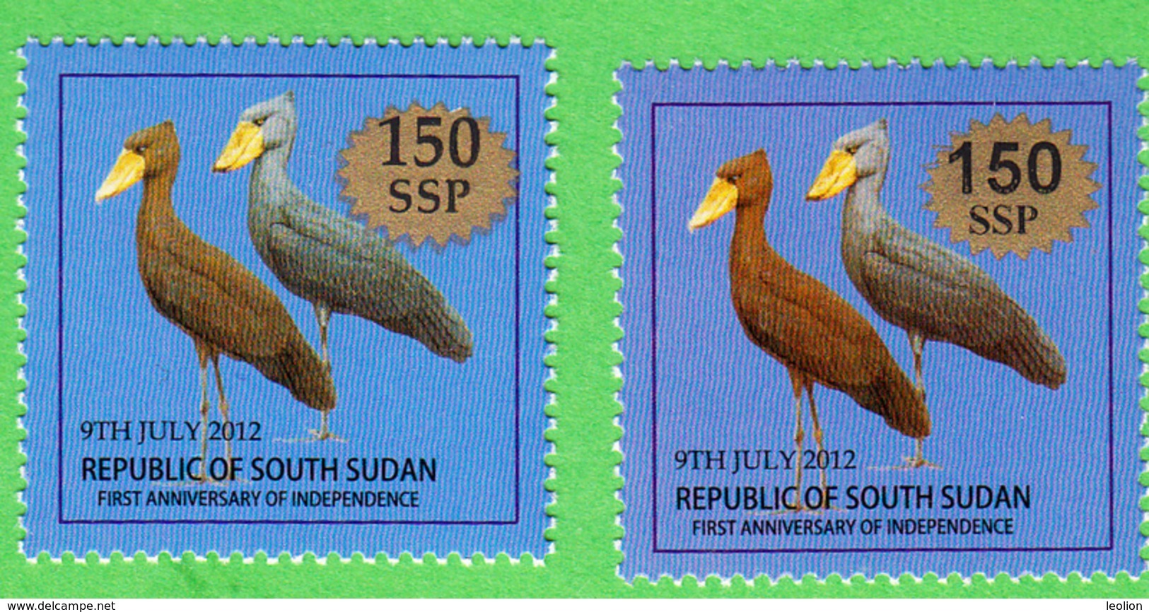 SOUTH SUDAN Surcharged Overprints SERIF With 2 Types Of Font For Numerals Of 150 On 1 SSP Birds  SOUDAN Du Sud Südsudan - Südsudan