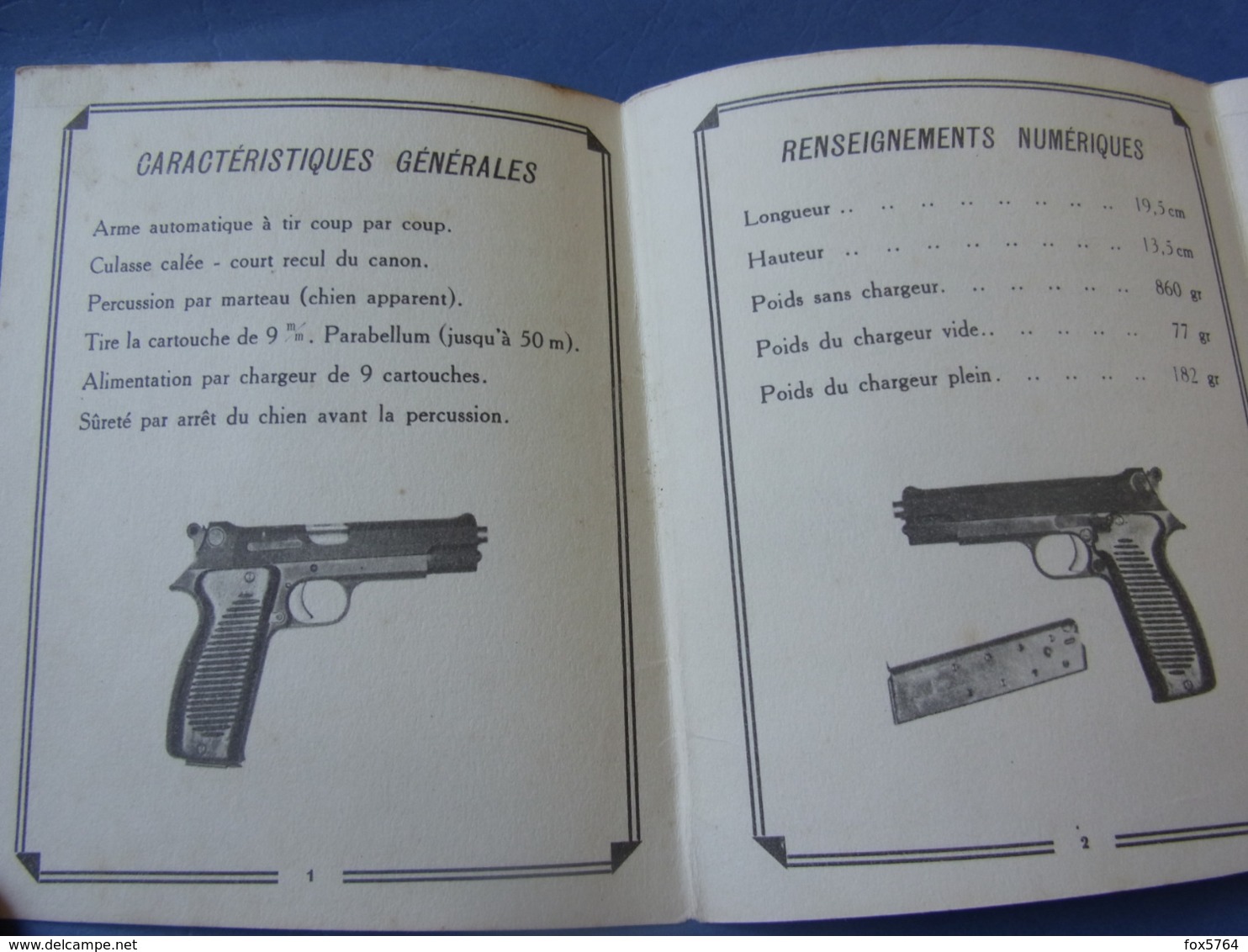 INDOCHINE / GUIDE TECHNIQUE PISTOLET AUTOMATIQUE MAC MODELE 1950 / ORIGINAL EDITION 1951 - Armes Neutralisées