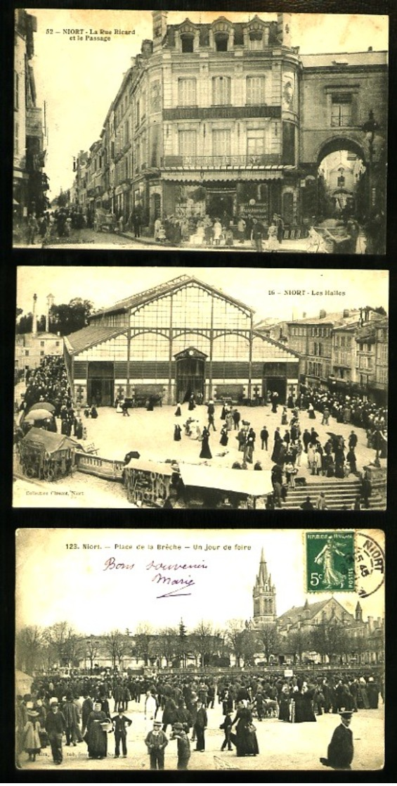 NIORT (Deux-Sèvres) - Lot De 5 CPA  -  FOIRES - MARCHES - COMMERCES - Bon état Général. - Niort