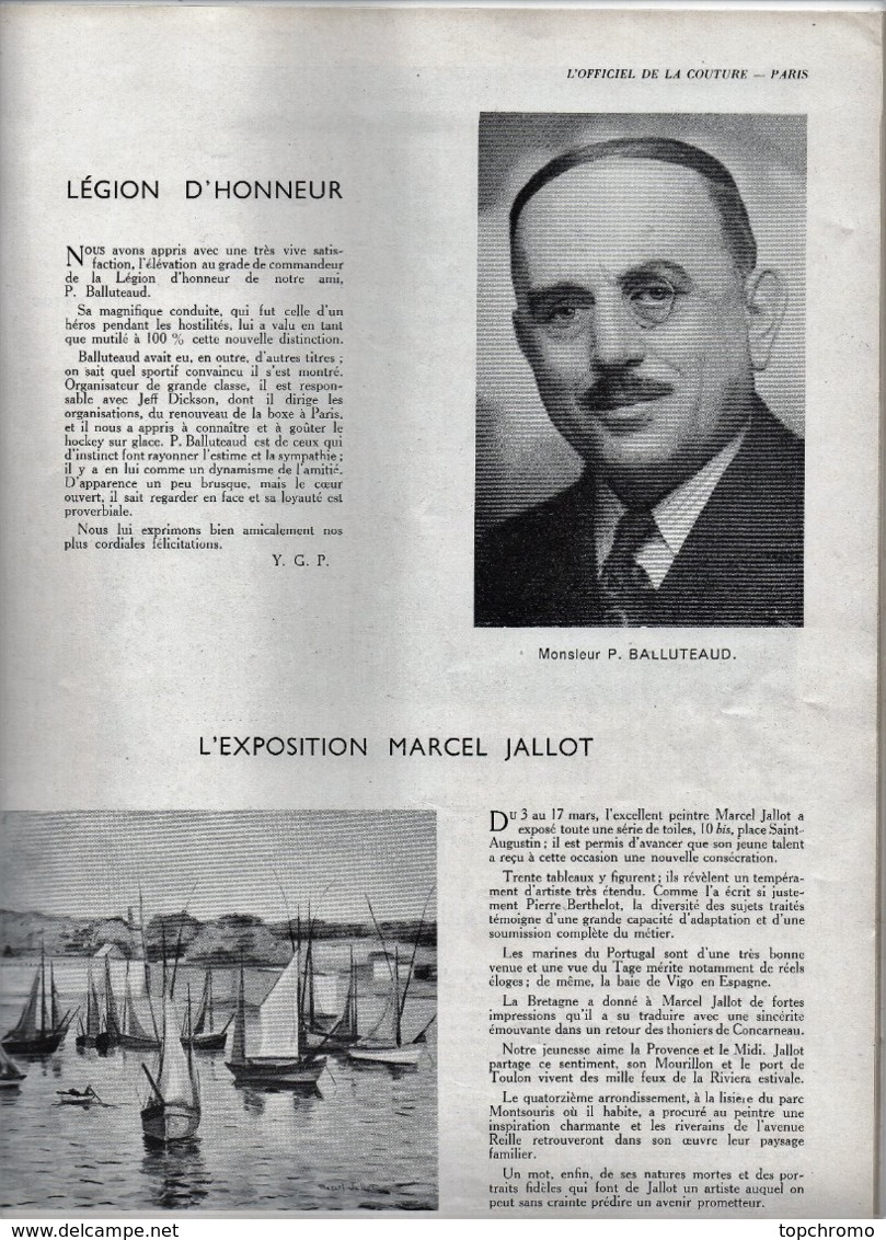 Revue L'officiel De La Couture De La Mode De Paris Avril 1933 - 1900 - 1949