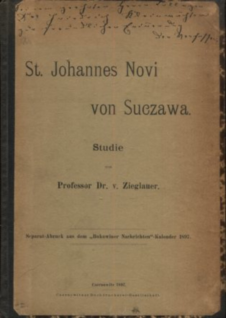 St. Johannes Novi Von Suczawa, Studie. - Alte Bücher