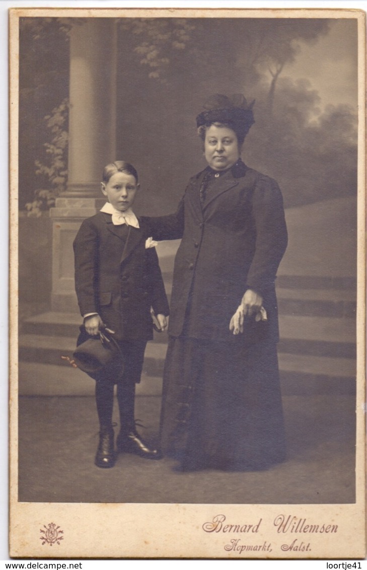 Photo Foto Hard Karton - Vrouw + Jongen - Fotograaf Bernard Willemsen - Aalst - Anciennes (Av. 1900)