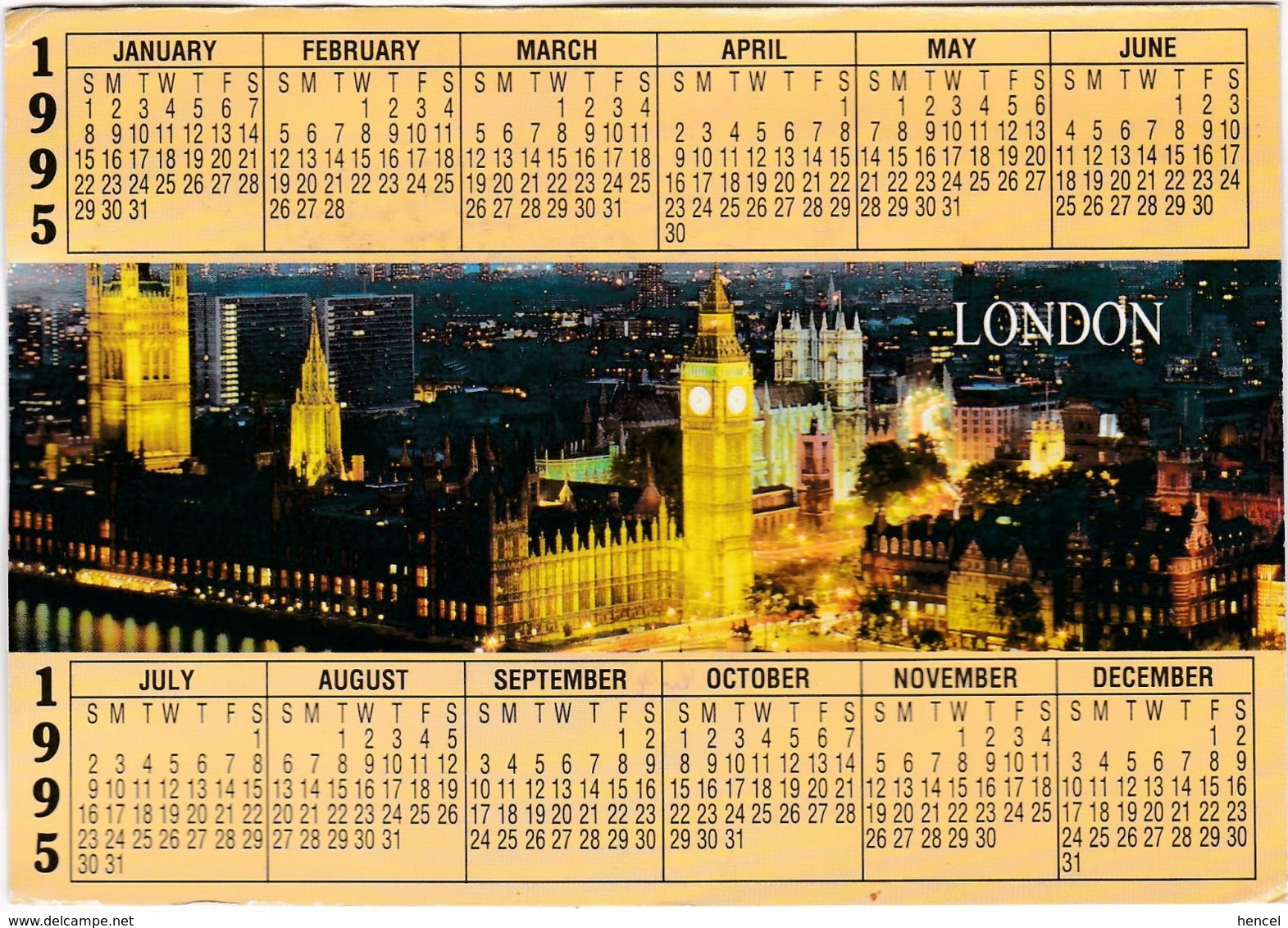 Calendrier- Carte Postale 1995 (17 Cm / 12 Cm) - Autres & Non Classés