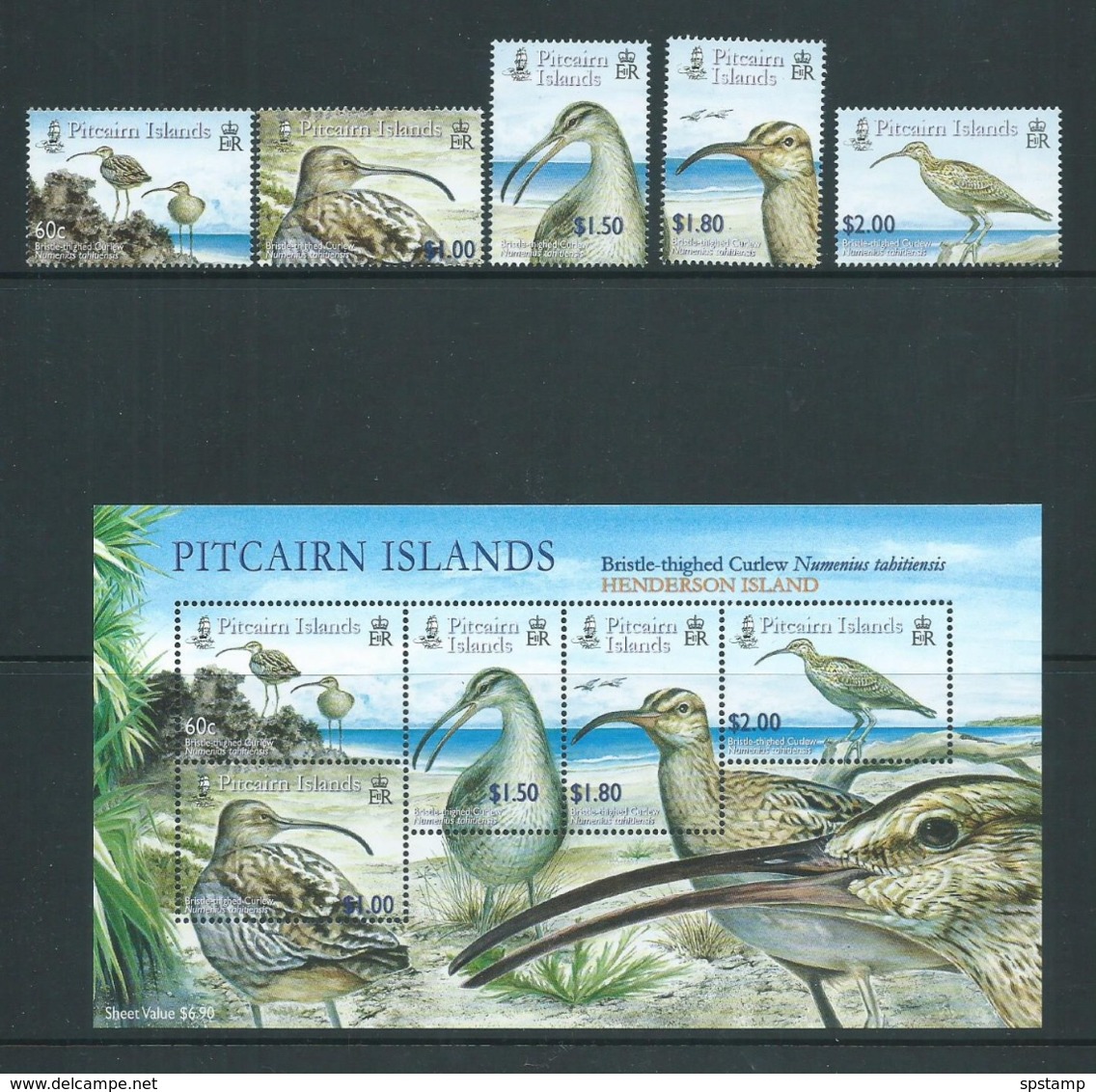 Pitcairn Islands 2005 Curlew Bird Set 5 & Miniature Sheet MNH - Pitcairn Islands