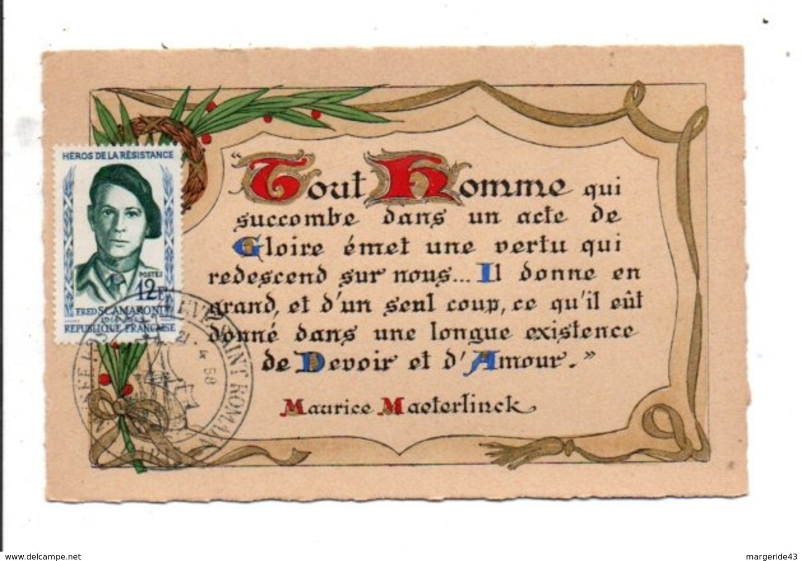 OBLITERATION HEROS DE LA RESISTANCE - FRED SCAMARONI - Commemorative Postmarks