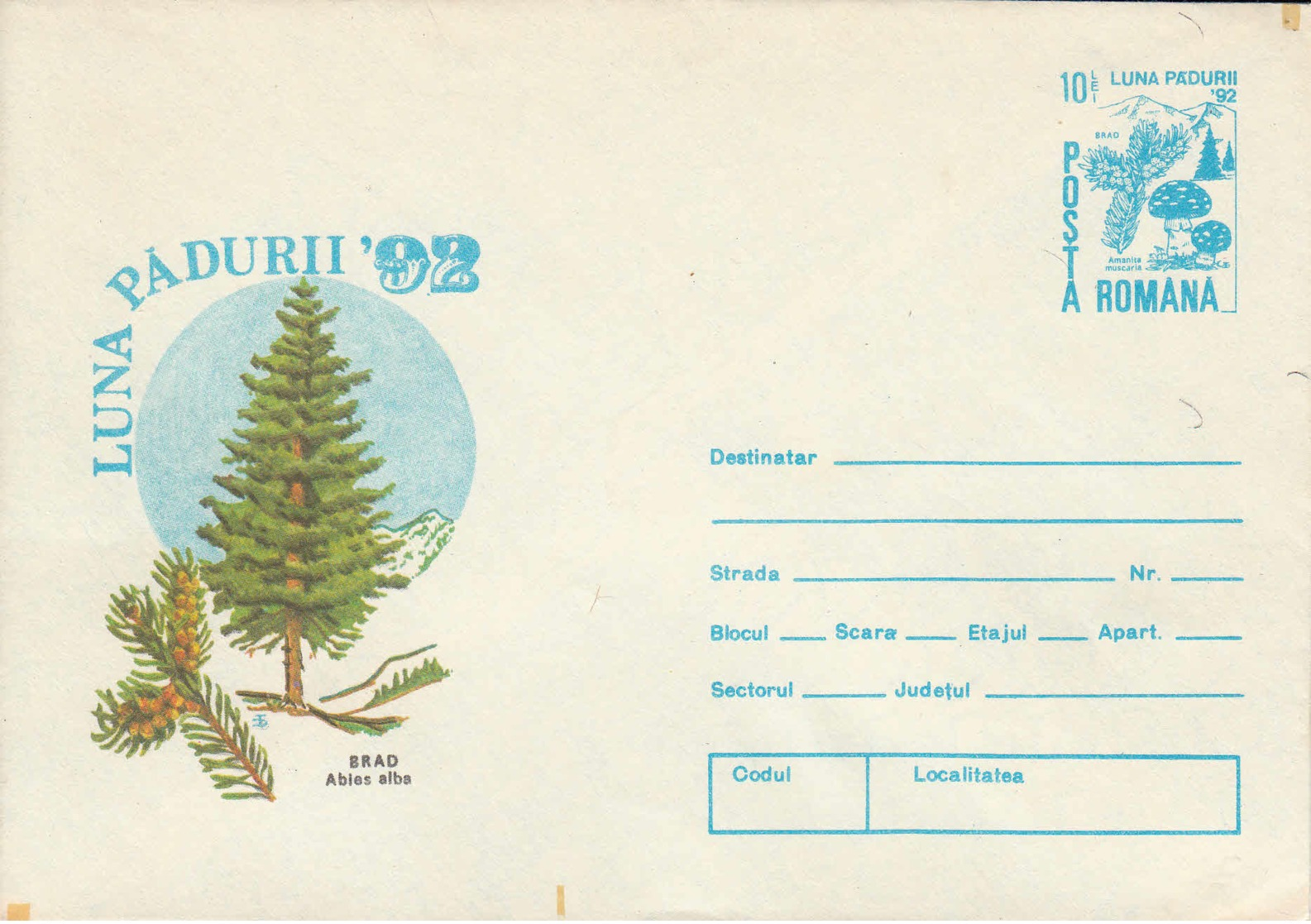 ROUMANIE - 1992 - Entier Postal Neuf - Luna Padurii' 92 -  Sapin Blanc - Interi Postali