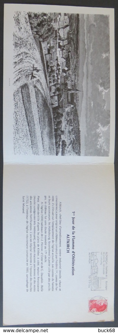 FRANCE 1984 Document Format A5 Exposition Philatélique Nov 1984 Flamme 1er Jour ALTKIRCH Gravure Taylor 500 Ex. [GR] - Expositions Philatéliques