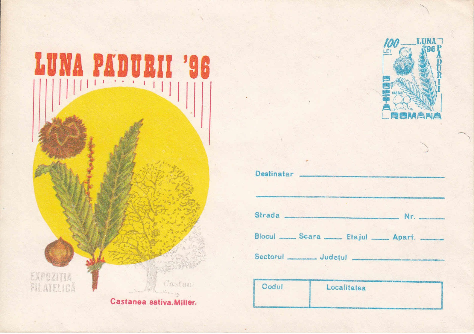 ROUMANIE - 1996 - Entier Postal Neuf - Luna Padurii '96 - Châtaigner - Entiers Postaux