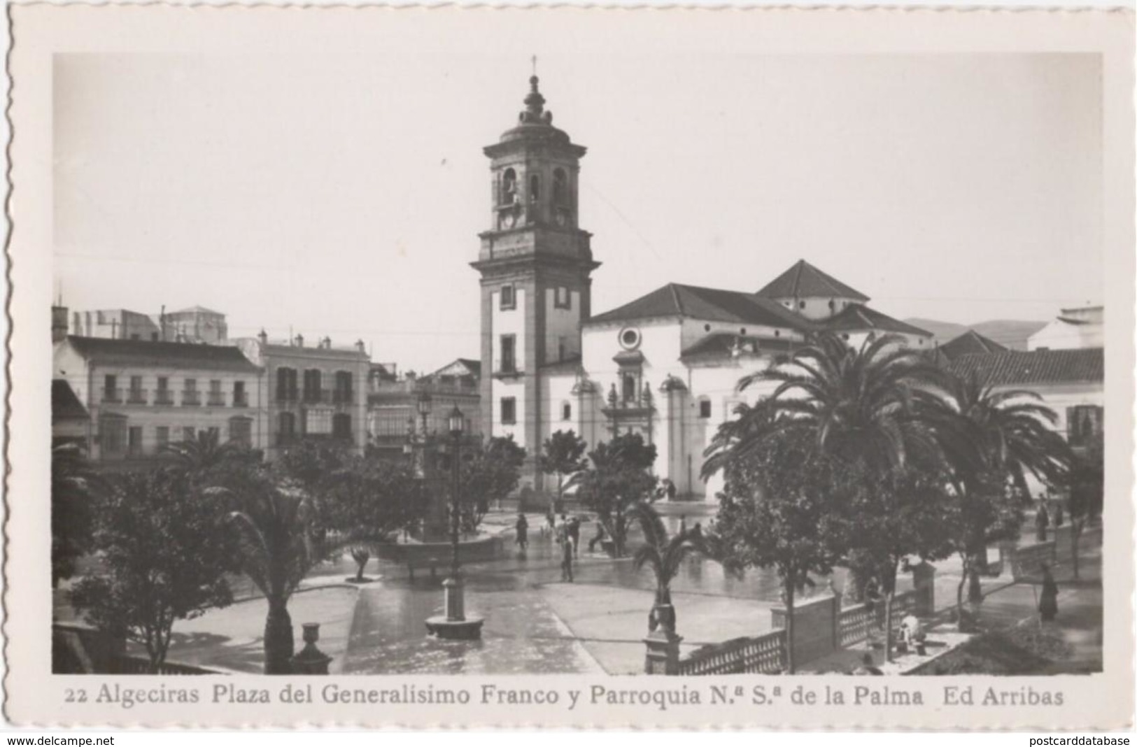 Algeciras - Plaza Del Generalisimo Franco Y Parroquia De La Palma - Otros & Sin Clasificación