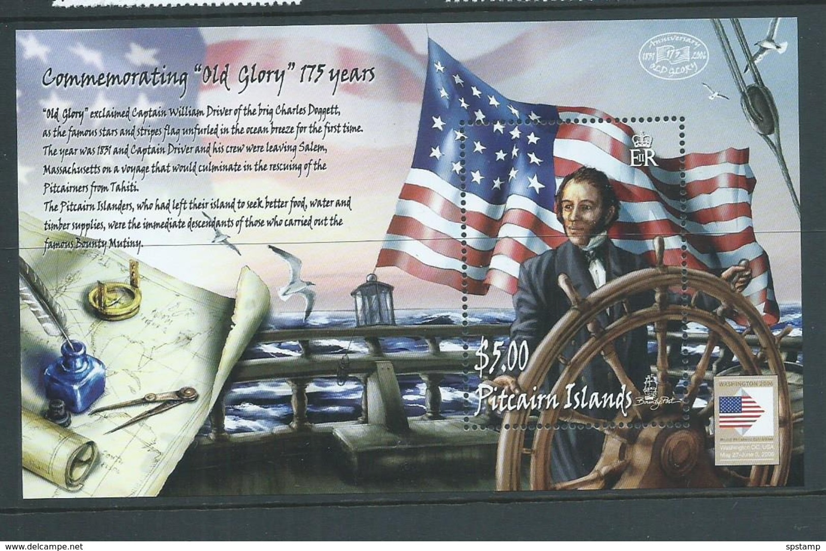 Pitcairn Islands 2006 Ship Charles Doggett Tahiti Rescue Miniature Sheet MNH - Pitcairn Islands