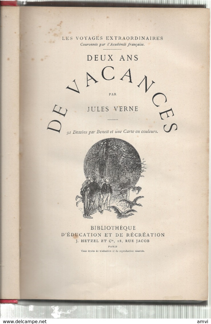 Jules Verne - Deux Ans De Vacances - Edition Originale  - Page De Garde Bleue - Pas De Pages Détachées - 1801-1900