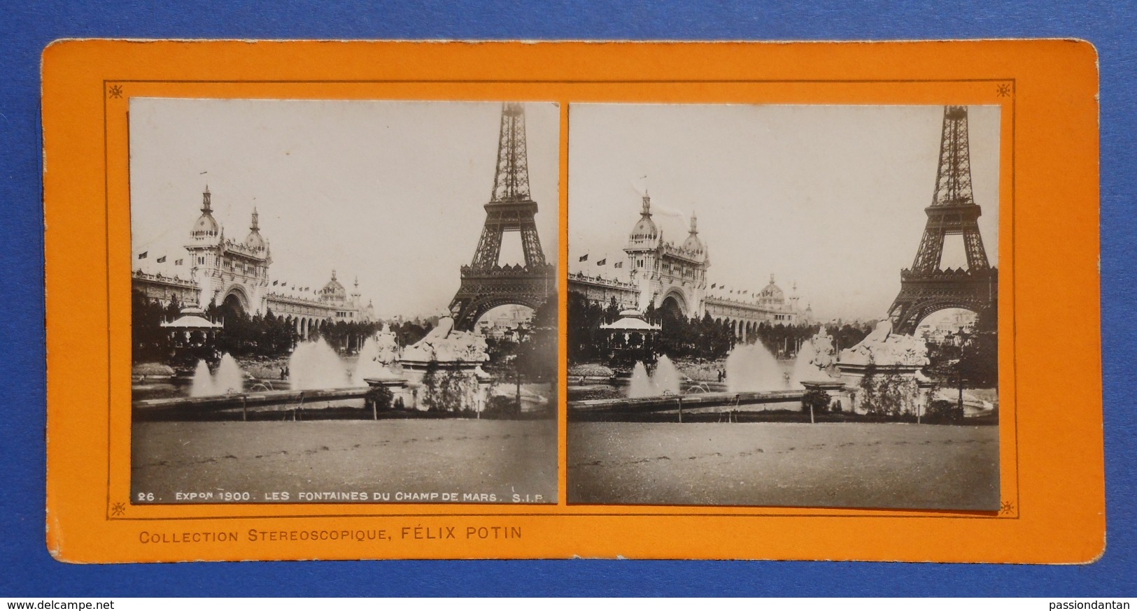 Clichés Stéréoscopiques Albuminés Sur Carton - Paris - Exposition De 1900 - Les Fontaines Du Champ De Mars - Stereoscopio