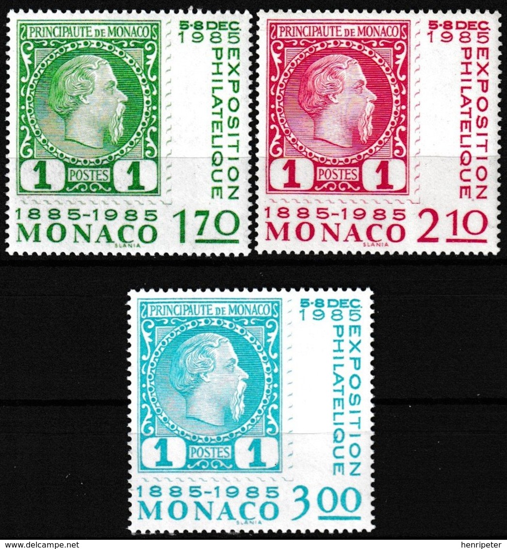 Série De 3 T.-P. Gommés Neufs** - Centenaire Du Premier Timbre De Monaco - N° 1456-1457-1548 (Yvert) - Monaco 1985 - Neufs