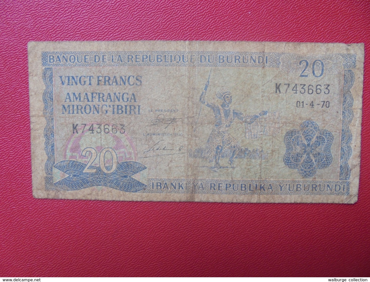 BURUNDI 20 FRANCS 1970 CIRCULER (B.8) - Burundi