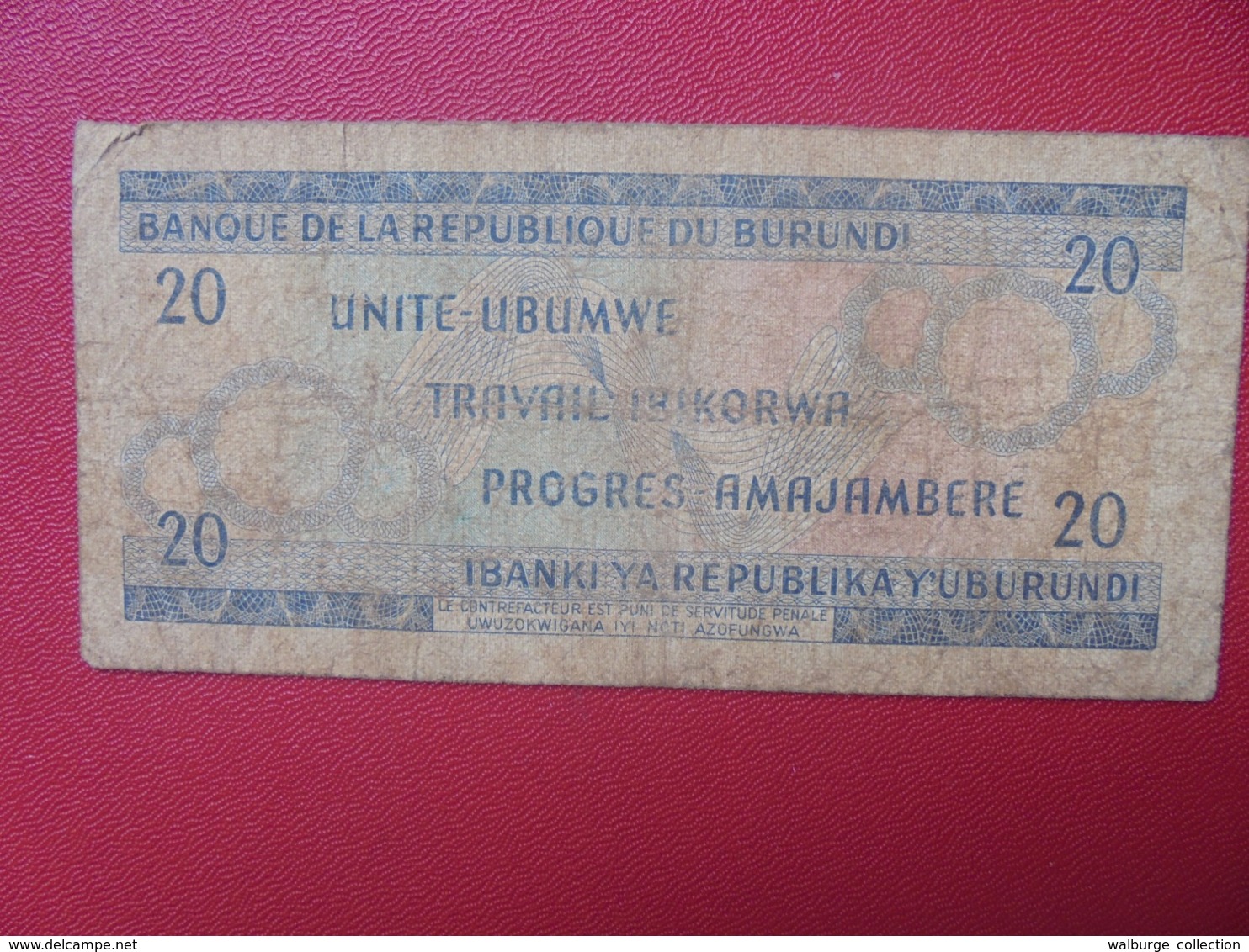 BURUNDI 20 FRANCS 1970 CIRCULER (B.8) - Burundi