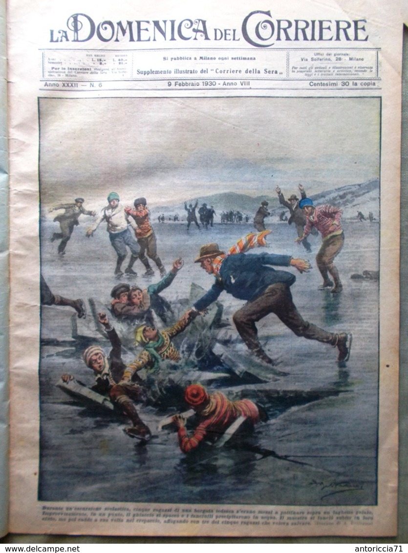 La Domenica Del Corriere 9 Febbraio 1930 Girardengo Incendio Soviet E Religione - Altri & Non Classificati