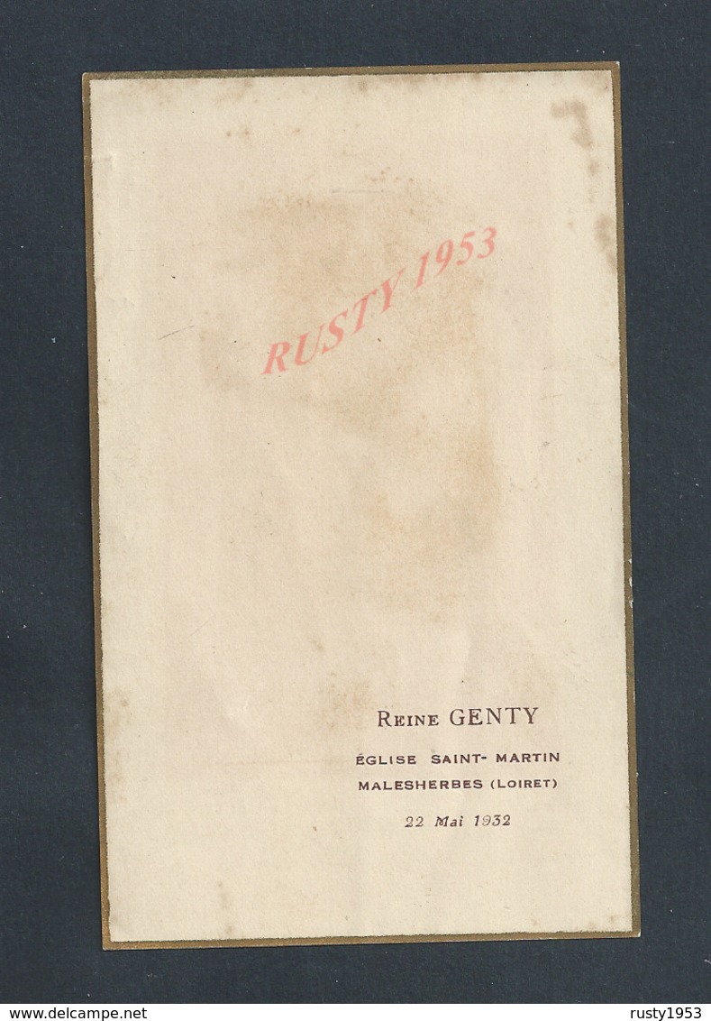 IMAGE RELIGIEUSE DE REINE GENTY ÉGLISE St MARTIN À MALESNHERBES LOIRET 1932 : - Images Religieuses