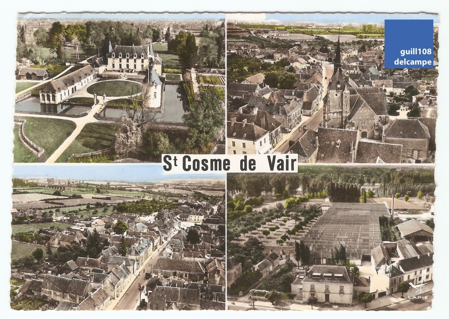 Carte Postale CPSM Saint Cosme De Vair Multivue Avion église Grande Rue Usine Champaisant Château Courcival Lapie 1CP27 - Autres & Non Classés