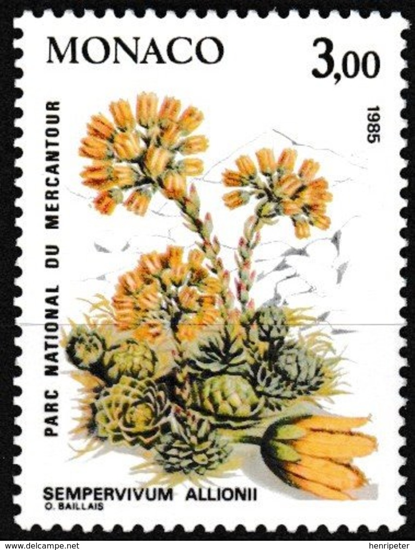 Timbre-poste Gommé Neuf** - Plantes Du Parc National Du Mercantour Sempervivum Allionii - N° 1464 (Yvert) - Monaco 1985 - Unused Stamps