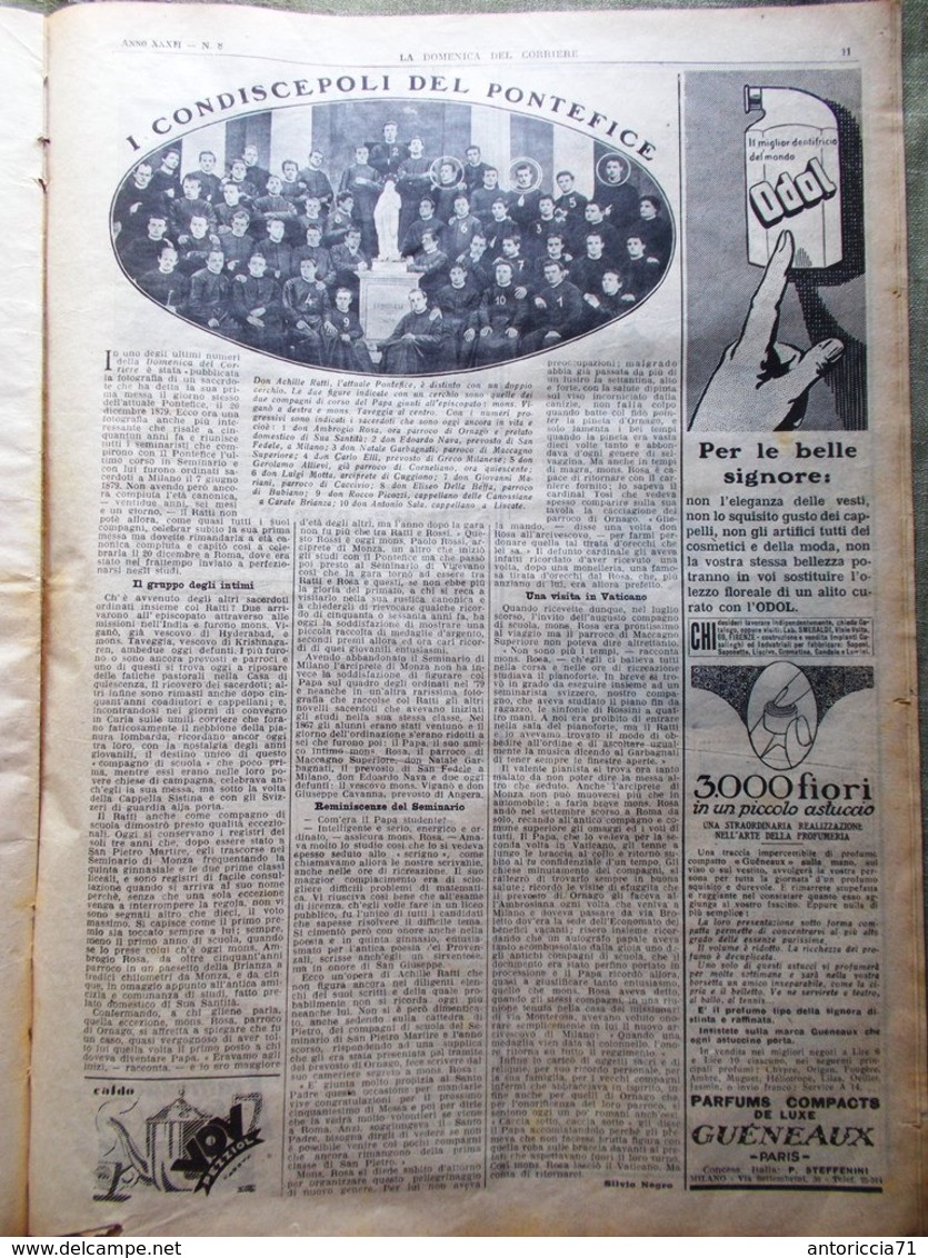 La Domenica Del Corriere 23 Febbraio 1930 Albania Navi Cannoni Tre Emmy Destinn - Altri & Non Classificati