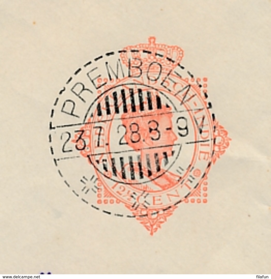 Nederlands Indië - 1928 - 12,5 Cent Wilhelmina, Envelop G47 Van LB PREMBOEN Naar Magelang - Nederlands-Indië