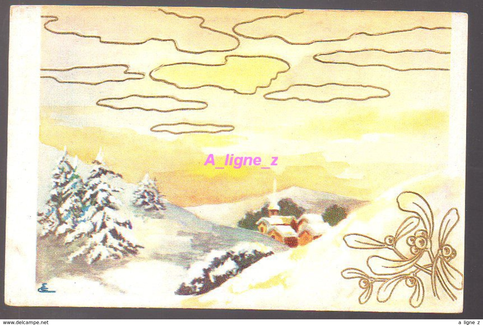 REF 407 : CPA Paysage D'hiver Carte Avec Fleurs Et Nuages En Relief, Gauffré Edition Belfrance Caen - Autres & Non Classés