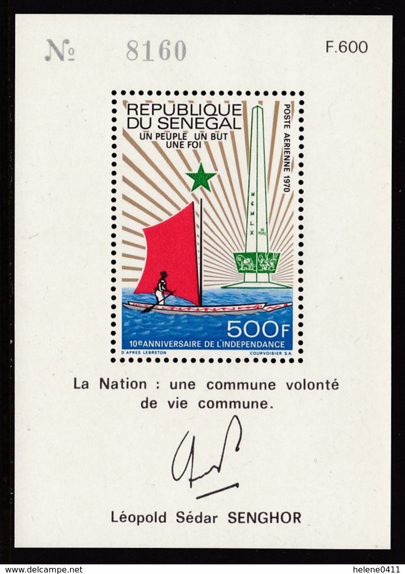 BLOC NEUF DU SENEGAL - 10E ANNIVERSAIRE DE L'INDEPENDANCE N° Y&T 7 - Sénégal (1960-...)