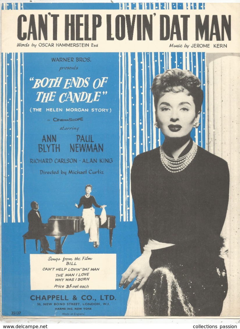 Partition Musicale Ancienne  , Oscar Hammerstein , Jerome Kern ,  CAN'T HELP LOVIN' DAT MAN , 6 Pages ,frais Fr 1.85 - Partitions Musicales Anciennes