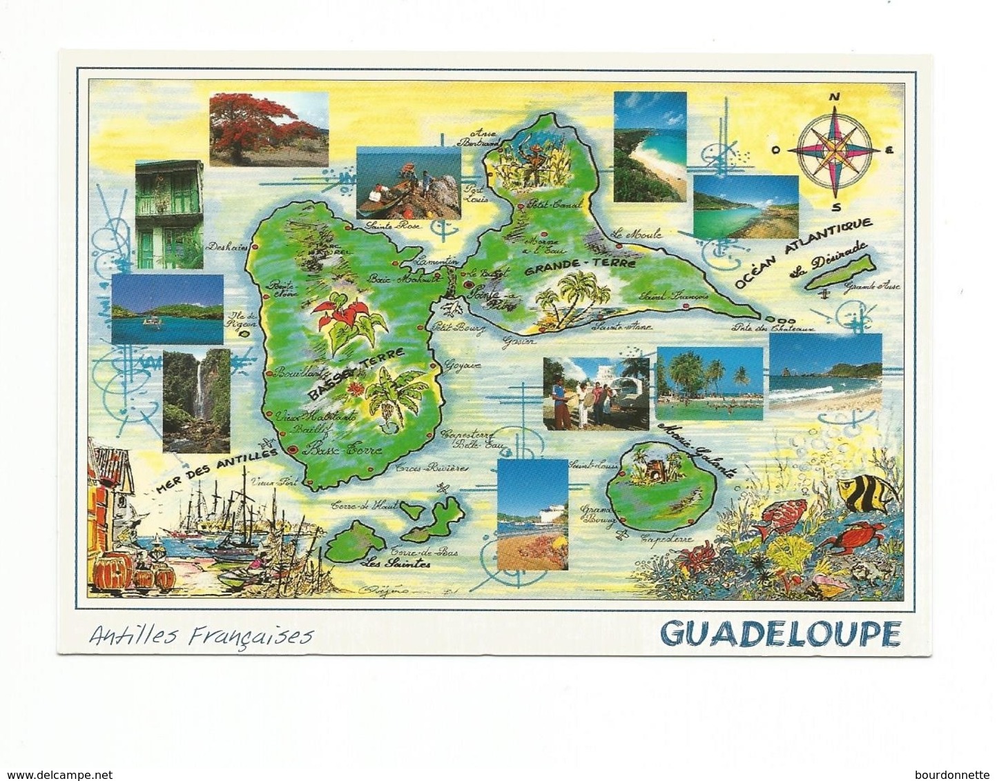 -Carte Contour Géographique De GUADELOUPE - Cartes Géographiques