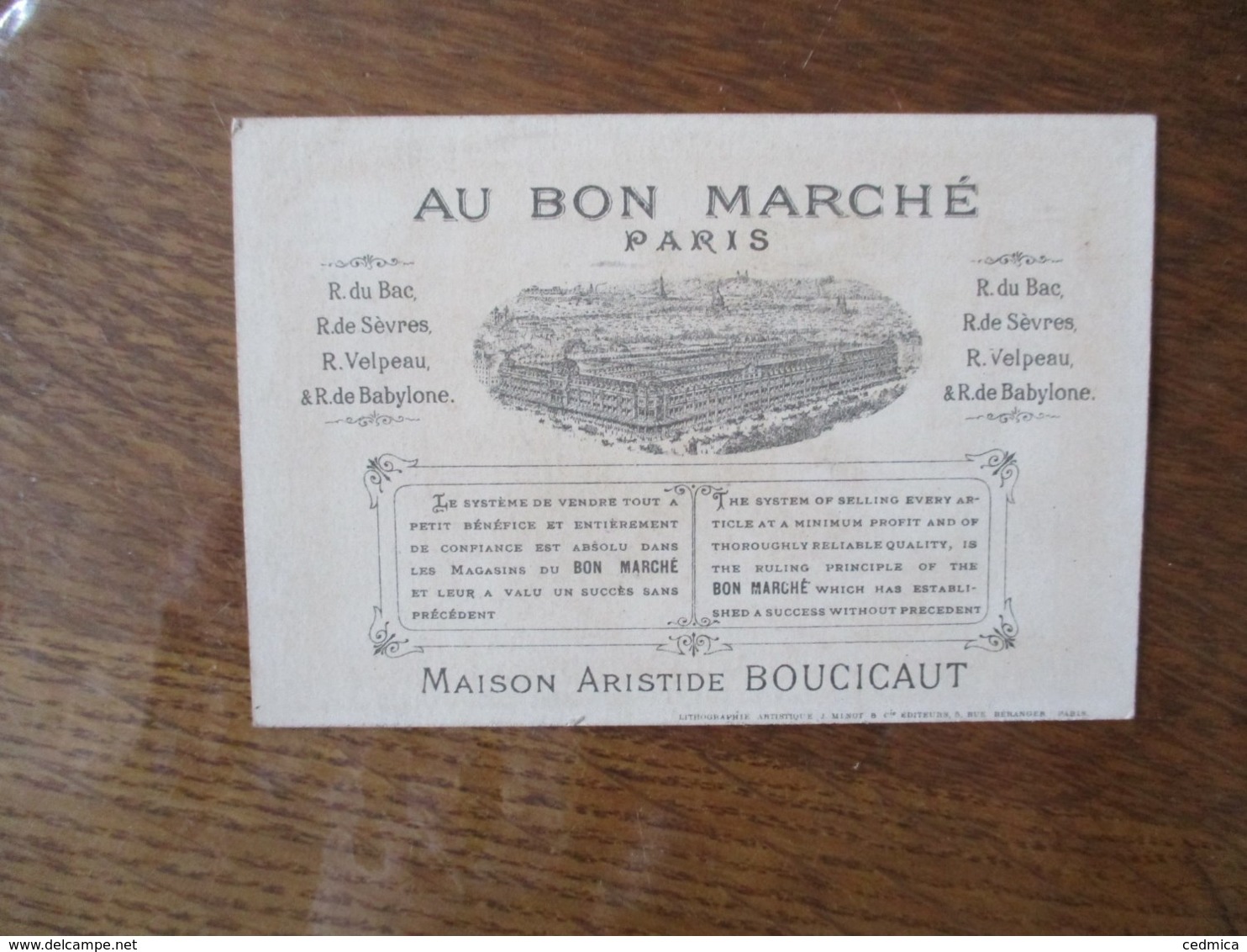 L AQUE DE CHINE AU BON MARCHE LITHOGRAPHIE ARTISTIQUE J. MINOT & Cie - Au Bon Marché