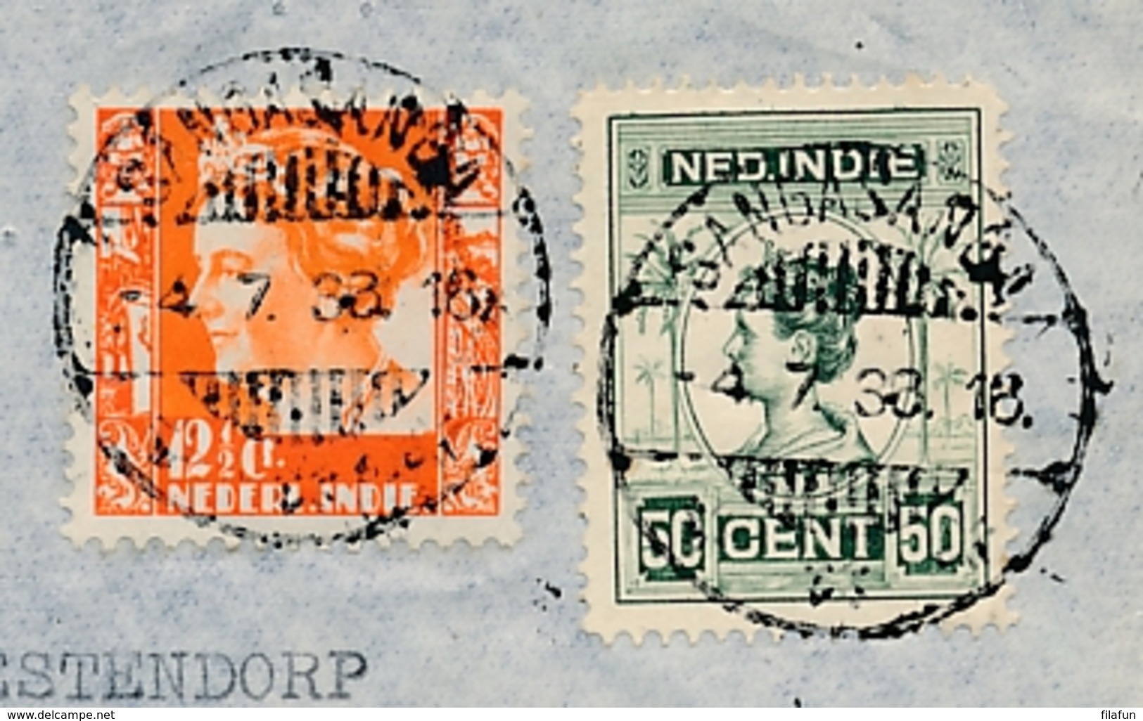 Nederlands Indië - 1938 - 50 & 12,5 Cent Wilhelmina Op LP-cover Van LB SANGASANGA Naar Haarlem / Nederland - Nederlands-Indië