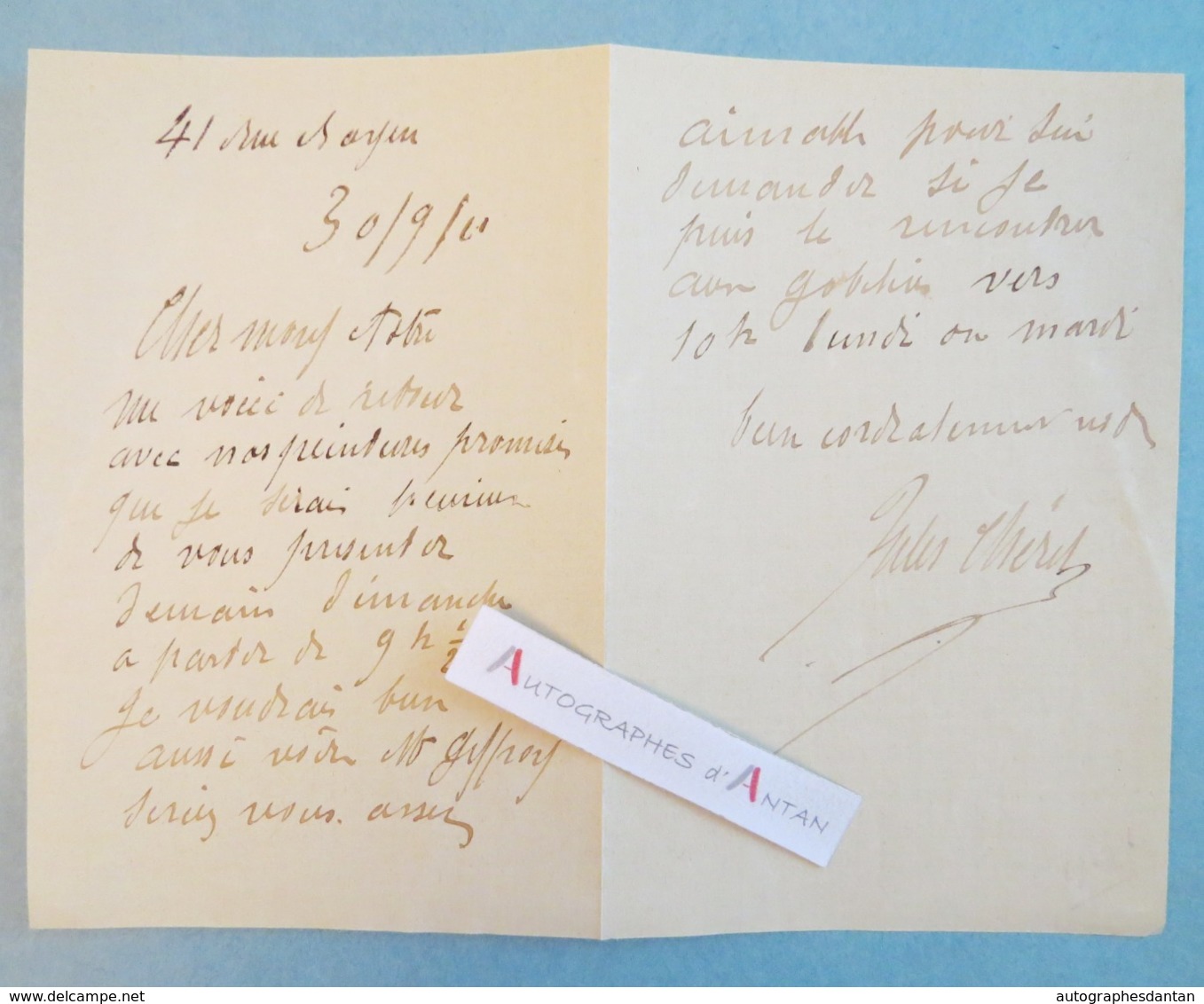 L.A.S 1910 Jules CHERET Peintre & Lithographe - Rue Bayen - Présentation Peintures - Lettre Autographe LAS - Paris Nice - Autres & Non Classés