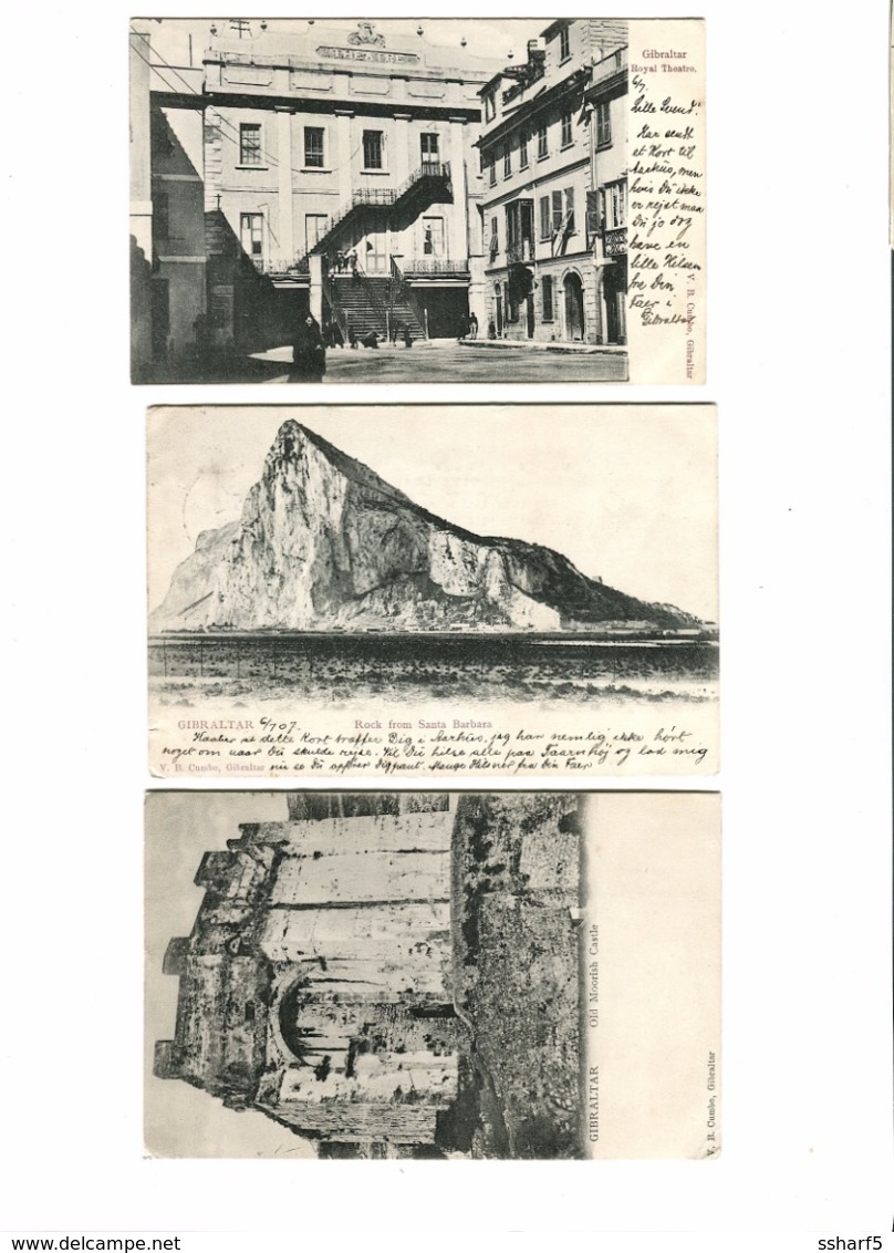 6 Old Postcards 1907 Governor's Cottage, Royal Theatre Etc. - Gibraltar