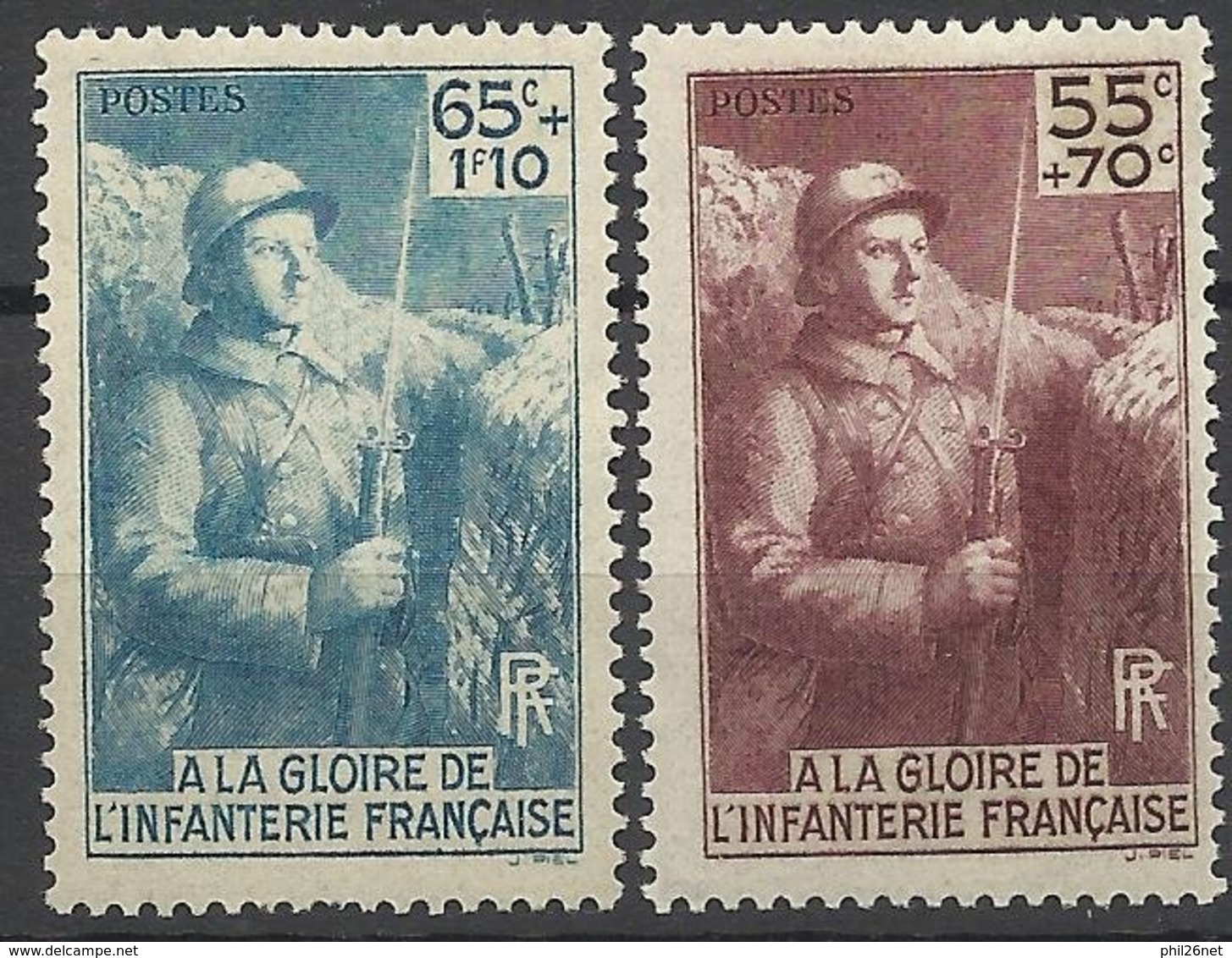 France N°   386 Et 387     A La Gloire De L'Infanterie Neufs  * * TB= - MNH VF - Neufs