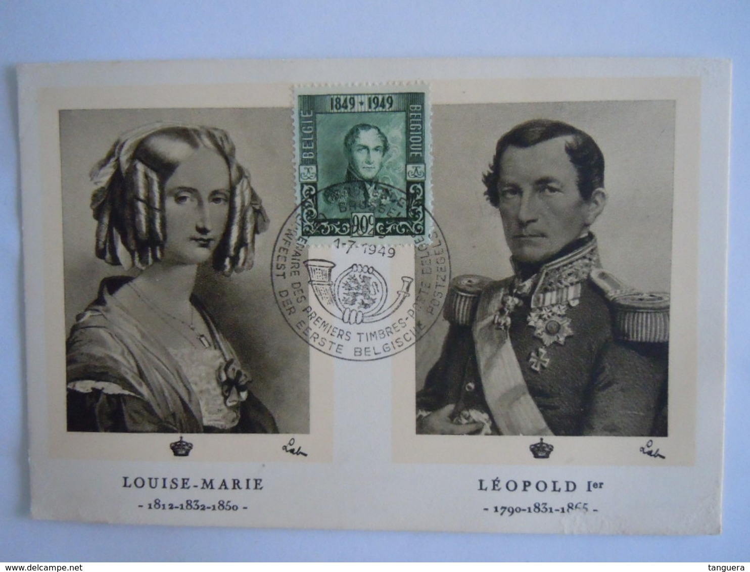 België Belgium 1949 Maximum Carte Eeuwfeest Centenaire 1er Timbre Koning Roi Leopold I Reine Louise-Marie Cob 807 - 1934-1951