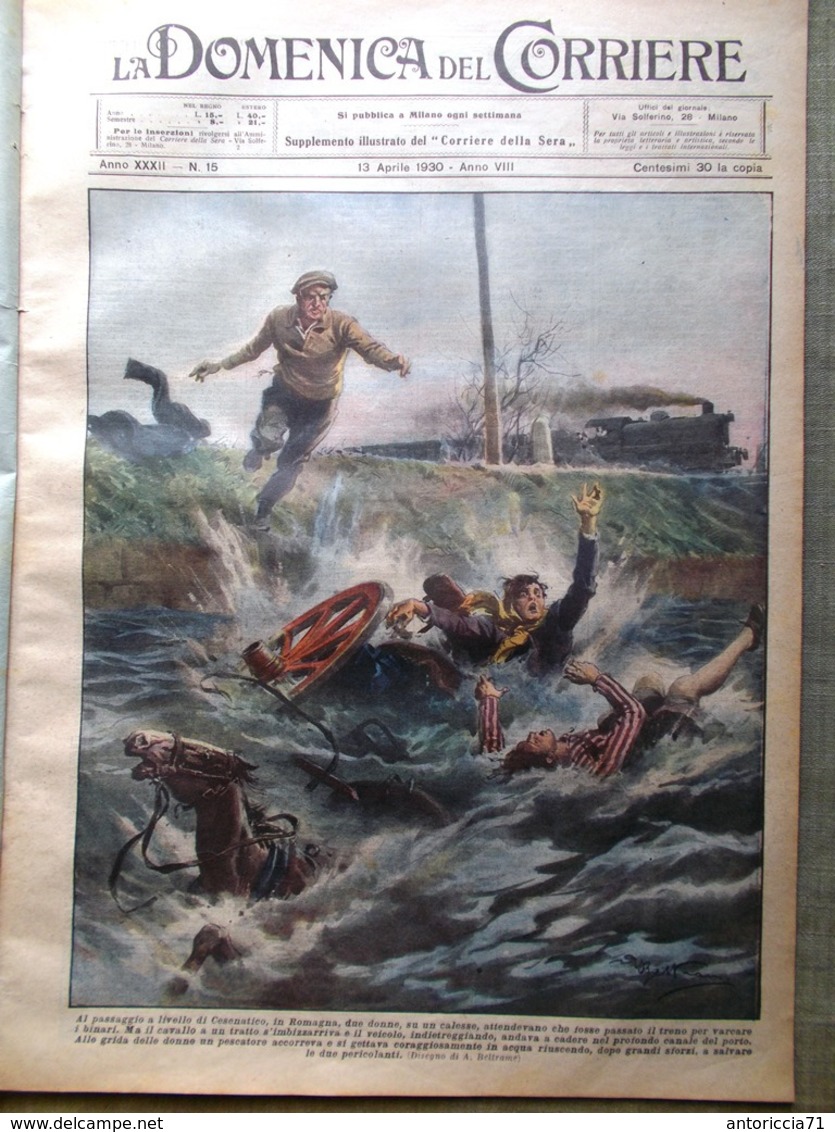 La Domenica Del Corriere 13 Aprile 1930 Cannone Saljapin Fiori Di Riviera Africa - Altri & Non Classificati