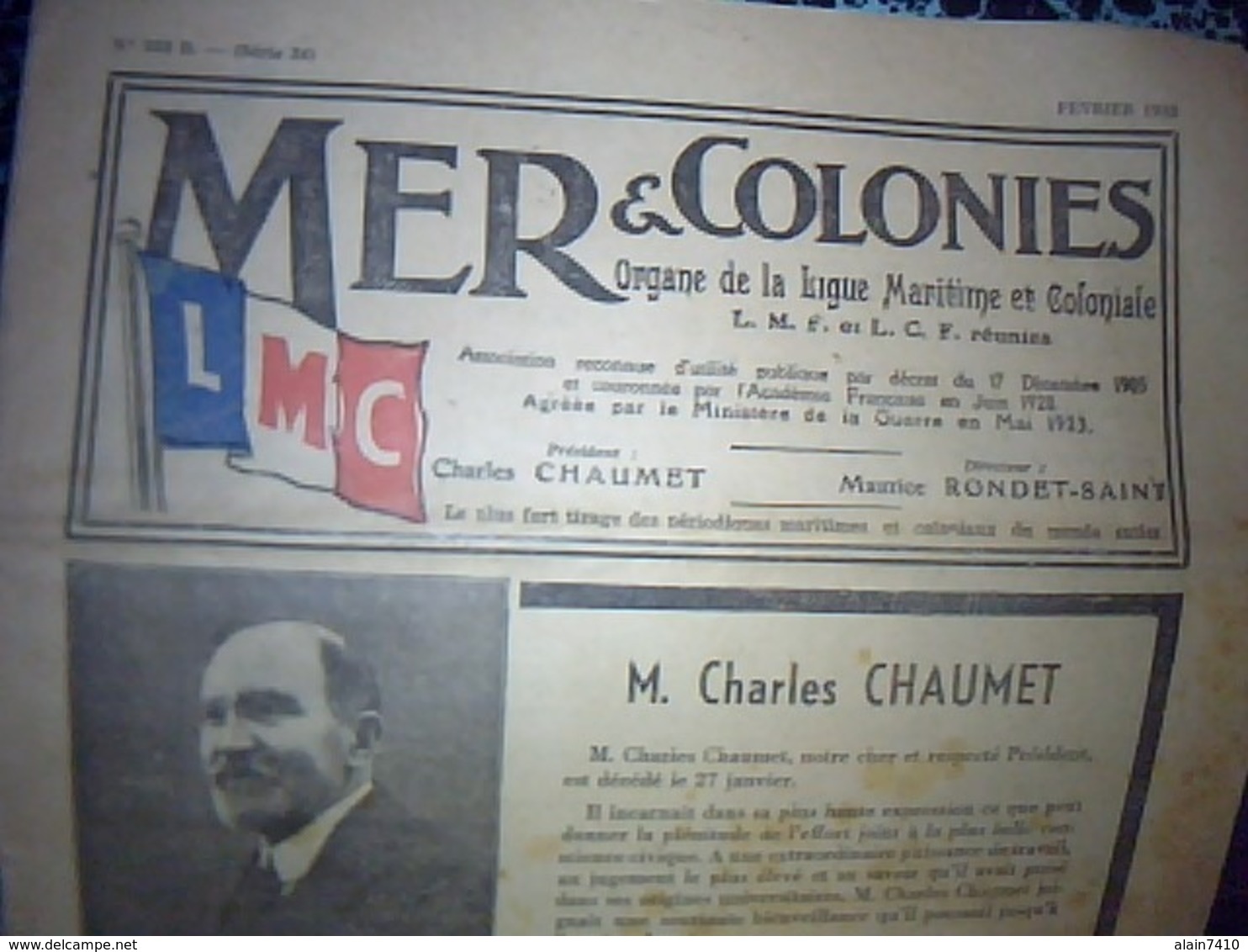 REVUE MER ET COLONIES FEVRIER 1932 (a La Une Décé Du President De La République Charles  Chaumet  ) - 1900 - 1949