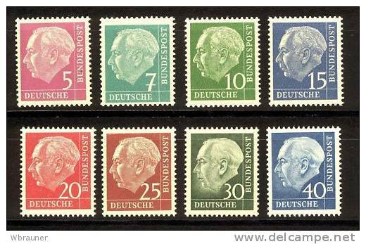 Bund Heuss Lumogen ** 8 Werte Kpl. Mi. 65,- - Unused Stamps