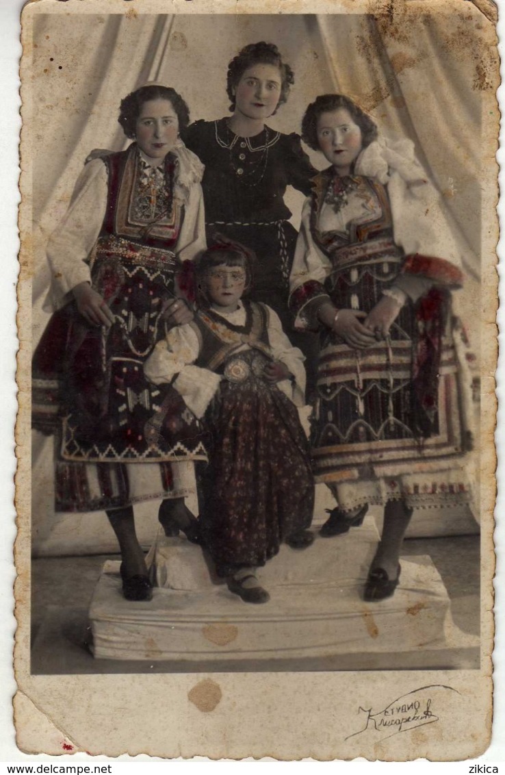 Photo - Postcard 1943 - Celebration ( Quinquagesima,Прощёное воскресенье,Prochka ) Folklore Costumes , Girls Of Skopje - Otros & Sin Clasificación