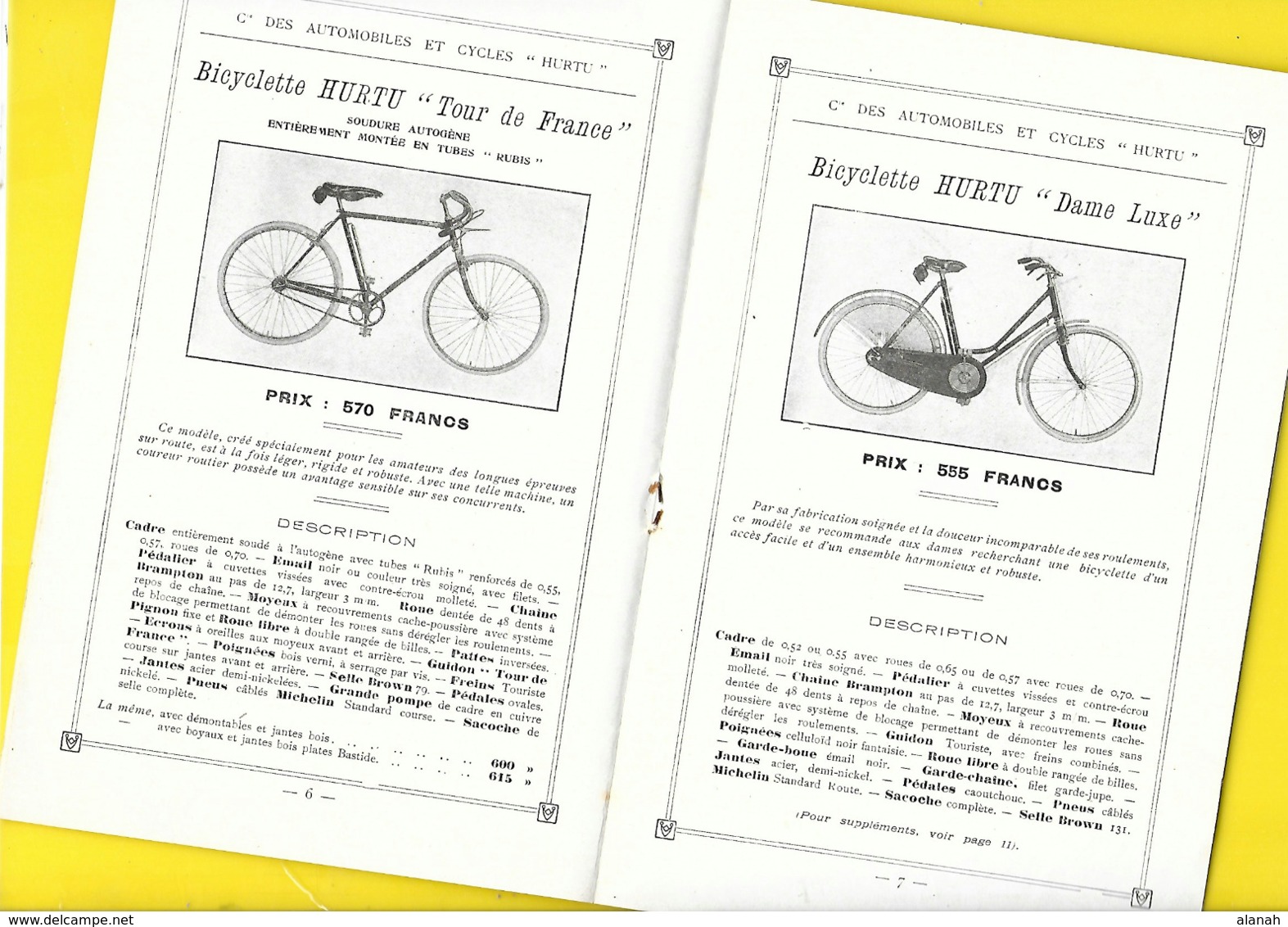 Catalogue 1924 Cycles "HURTU" 12 Pages + Couverture Format 13 X 21 Cm Env.. - Cyclisme