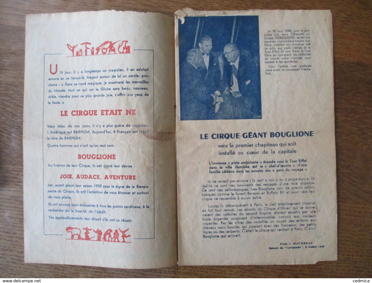 CIRQUE GEANT BOUGLIONE  LES FRERES BOUGLIONE PRESENTENT LEUR FESTIVAL DE CIRQUE 1950 - Programmes