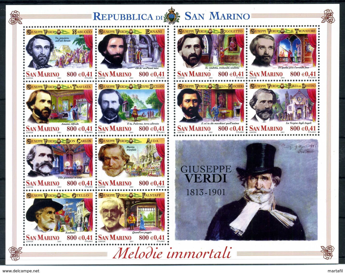 2001 SAN MARINO BF62 MNH ** - Blocchi & Foglietti